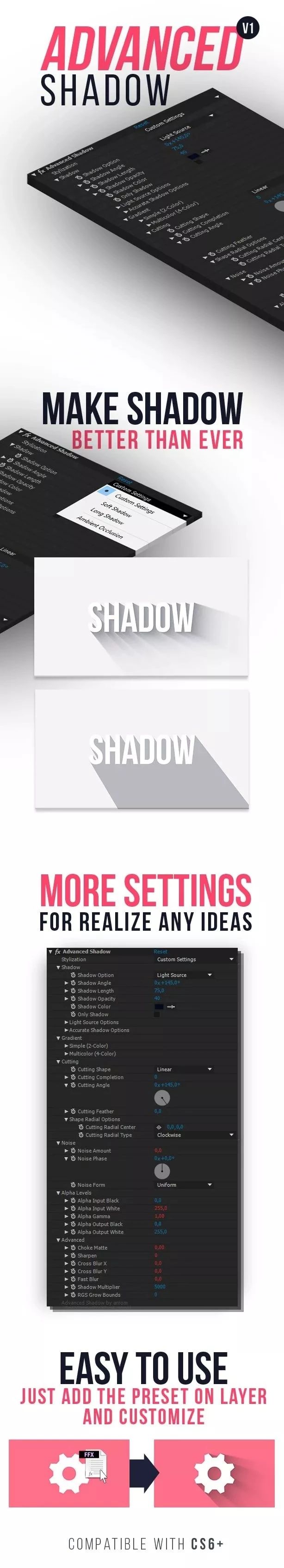 AE长阴影特效预设工具-Advanced Shadow