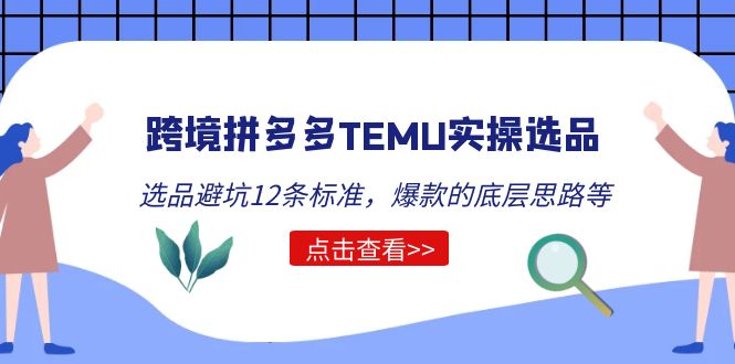 跨境拼多多TEMU实操选品运营方法，选品避坑12条标准，爆款的底层思路