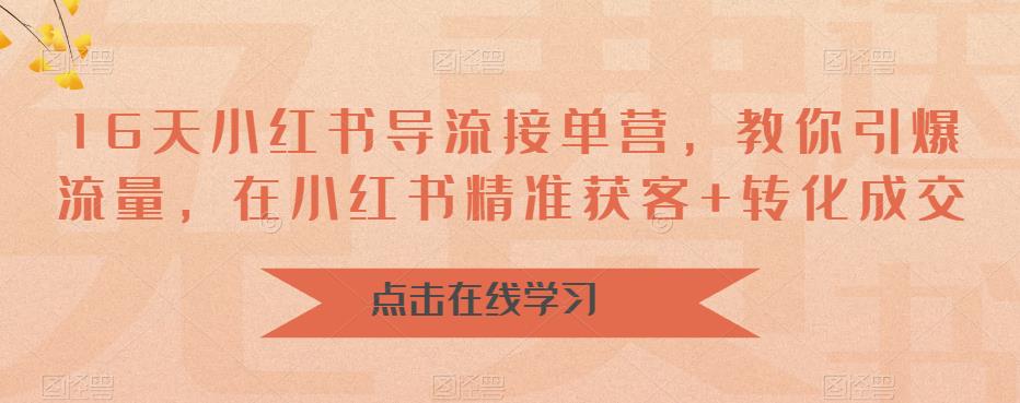 小红书导流接单营，教你引爆流量，精准获客+转化成交