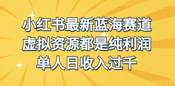 收费1980的小红书最新蓝海赛道，虚拟资源都是纯利润，单人日收入过千