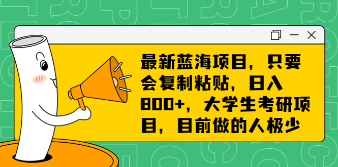 蓝海项目，只要会复制粘贴，日入800+，大学生考研项目，目前做的人极少