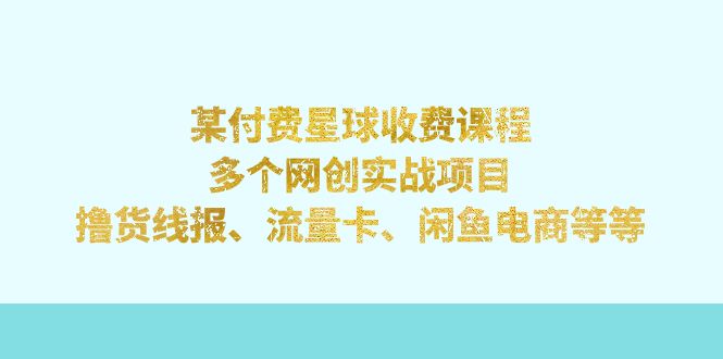 某付费星球课程：多个网创实战项目，撸货线报、流量卡、闲鱼电商等