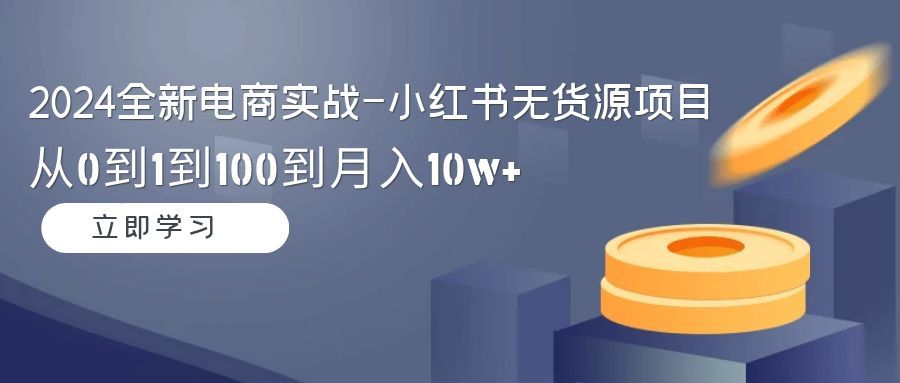 2024全新电商实战-小红书无货源项目：从0到1到100到月入10w+