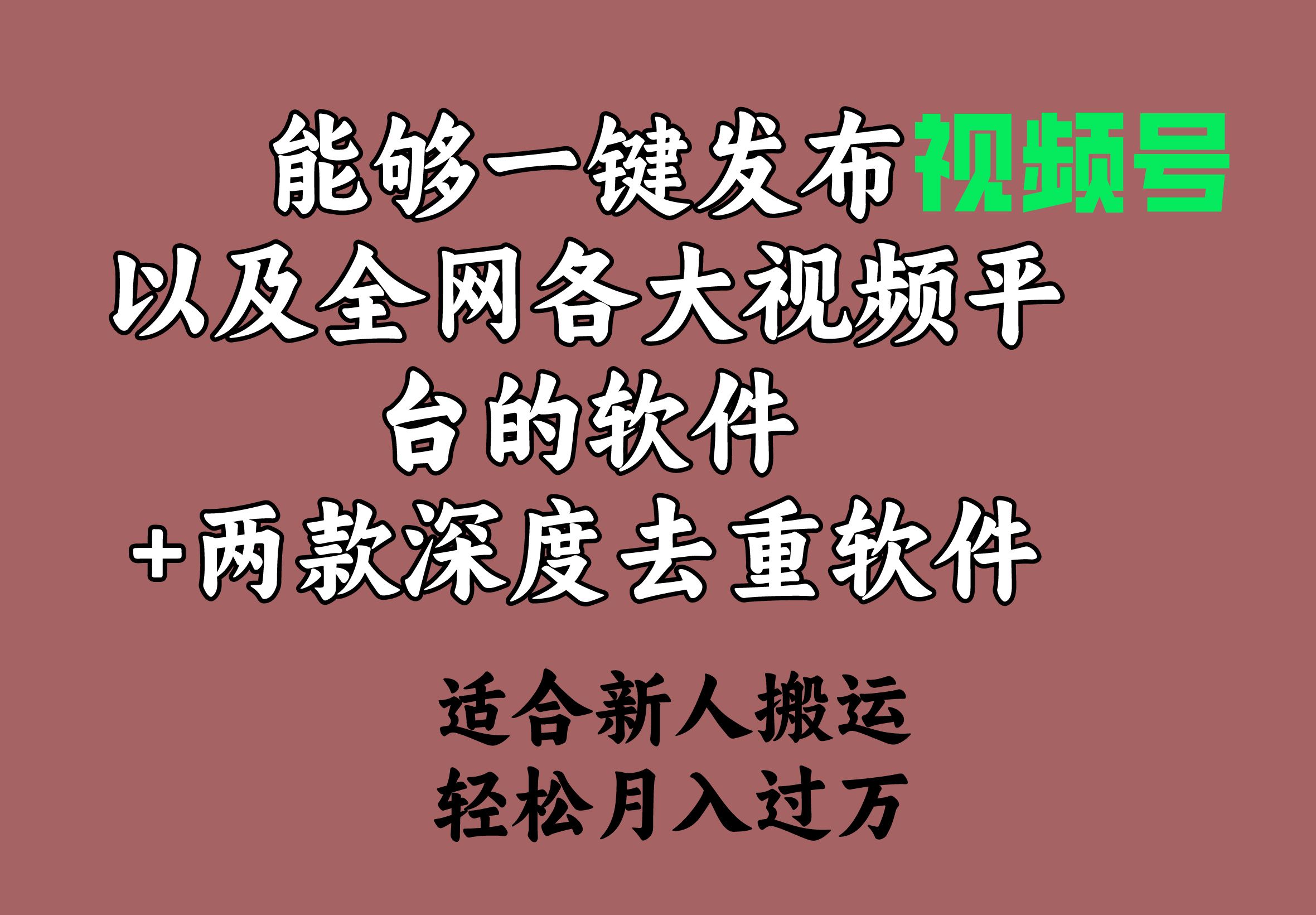 能够一键发布视频号以及全网各大视频平台的软件+两款深度去重软件