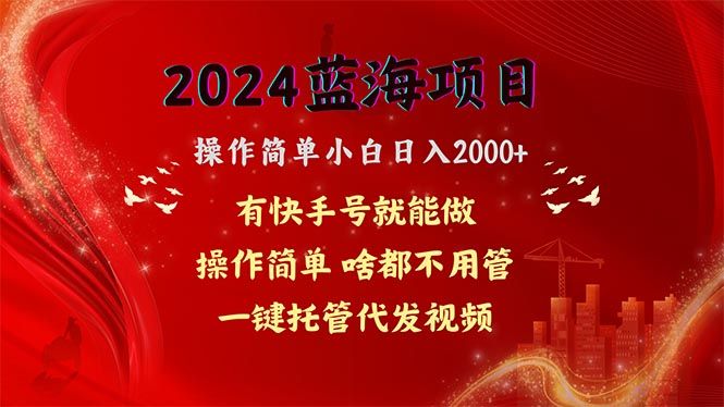 2024蓝海项目，网盘拉新，操作简单小白日入2000+，一键托管代发视频