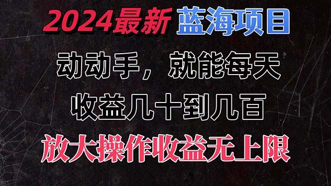 有手就行的2024全新蓝海项目，每天1小时收益几十到几百，可放大操作