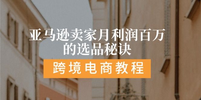 亚马逊卖家月利润百万的选品秘诀:  抓重点/高利润/大方向/大类目/选品