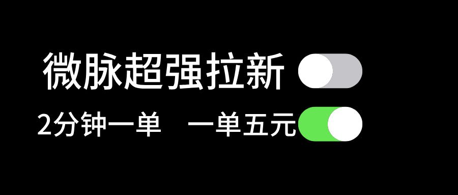 微脉超强拉新， 两分钟1单， 一单利润5块，适合小白