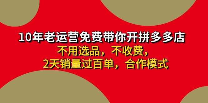 拼多多-合作开店日入4000+两天销量过百单，无学费、老运营教操作