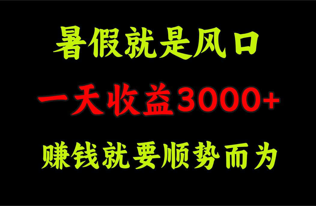 一天收益3000+ 赚钱就是顺势而为，暑假就是风口