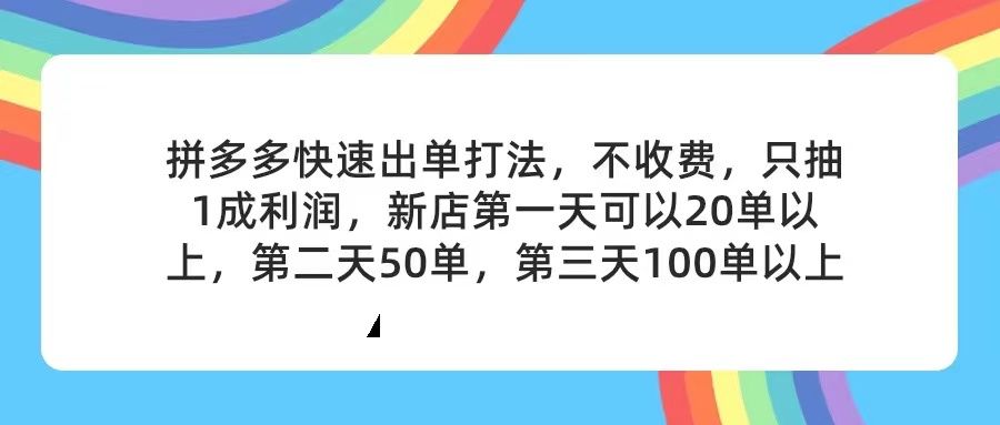 拼多多2天起店，只合作不卖课不收费，上架产品无偿对接