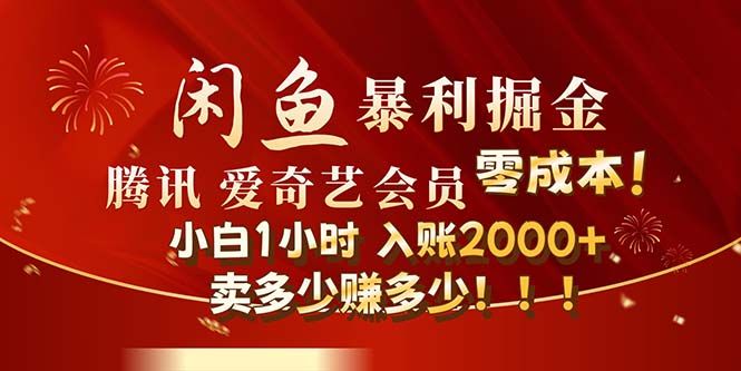 闲鱼全新暴力掘金玩法，官方正品影视会员无成本渠道！