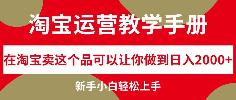 淘宝运营教学手册，在淘宝卖这个品可以让你做到日入2000+，新手小白轻...