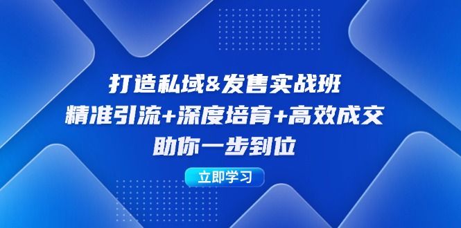 打造私域&amp;amp;发售实操班：精准引流+深度培育+高效成交，助你一步到位