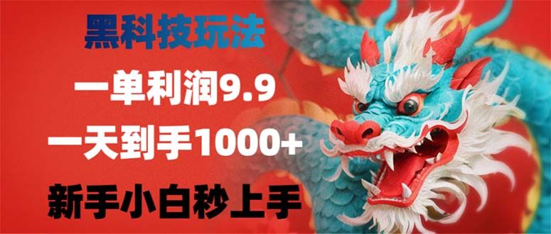 黑科技玩法，一单利润9.9,一天到手1000+，新手小白秒上手