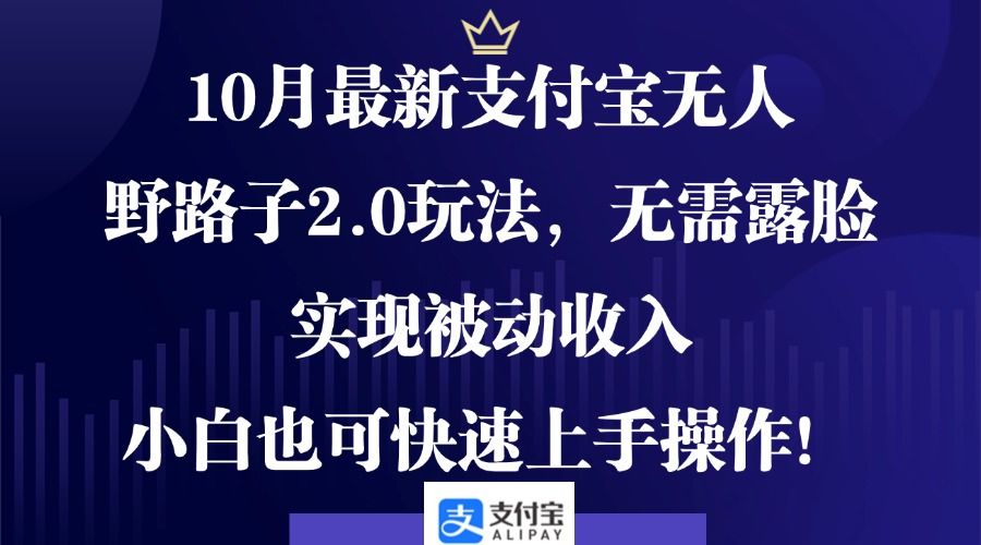 10月最新支付宝无人野路子2.0玩法，无需露脸，实现被动收入