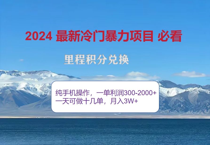 2024惊爆冷门暴利！出行高峰来袭，里程积分，高爆发期，一单300+—2000