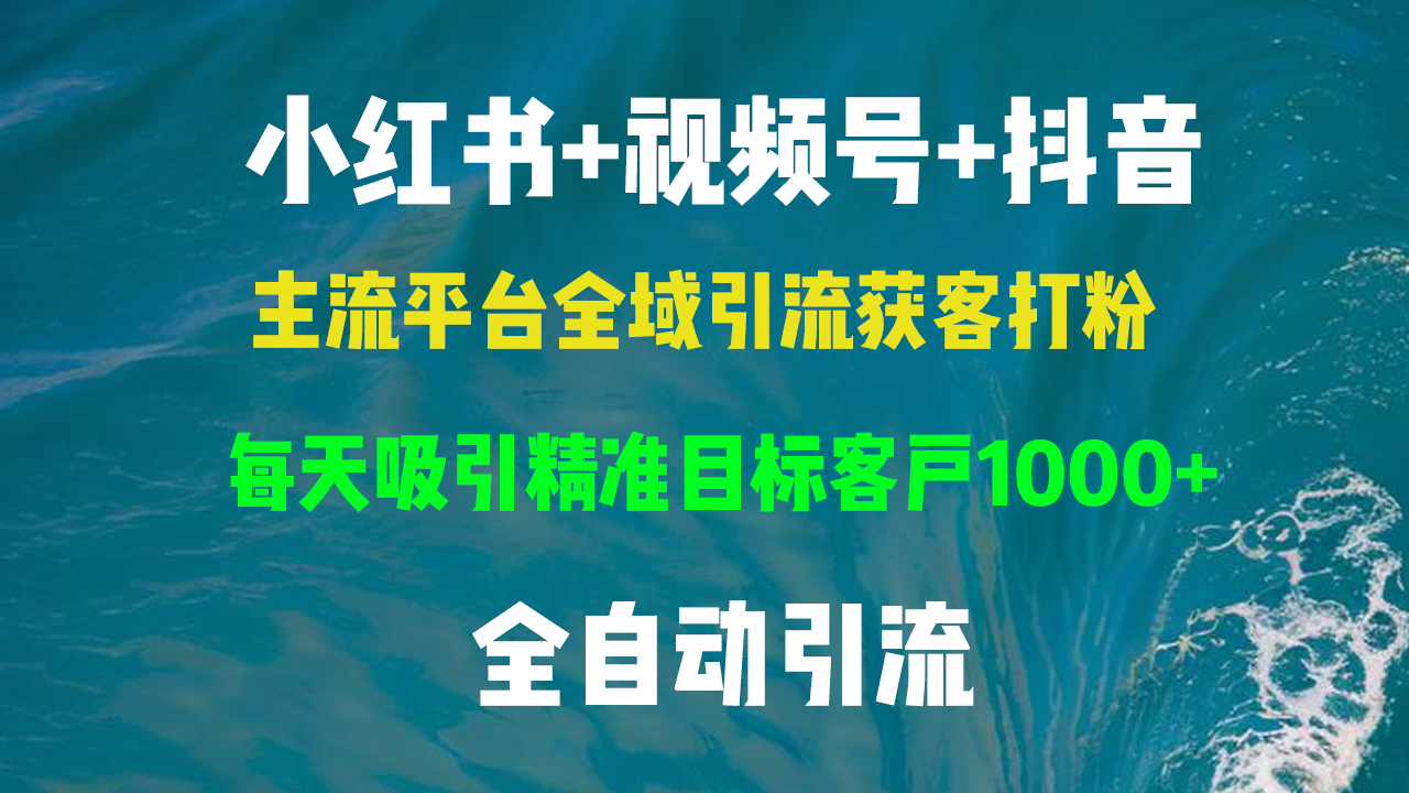 小红书，视频号，抖音主流平台全域引流获客打粉，每天吸引精准目标客户