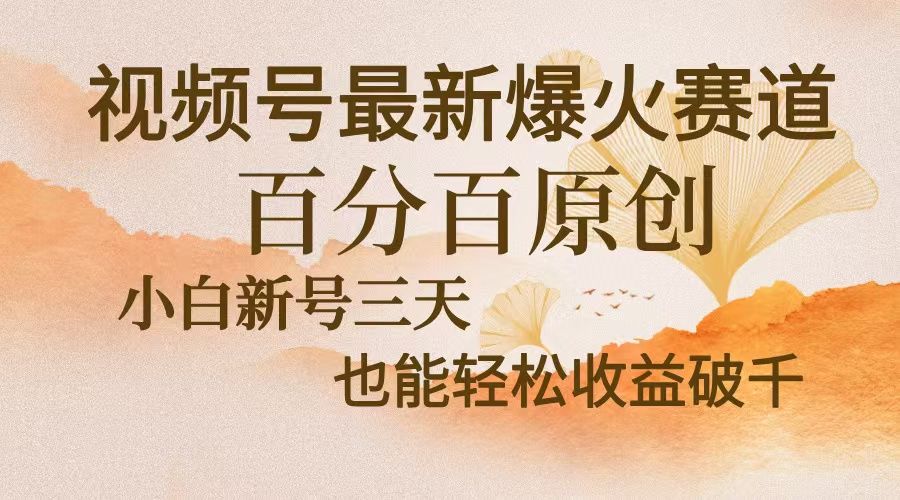 视频号最新爆火赛道，中老年粉深信不疑，百分百原创，新号三天收益轻松