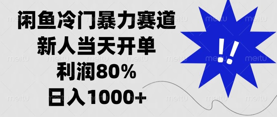 闲鱼冷门暴力赛道，新人当天开单，利润80%，日入1000+