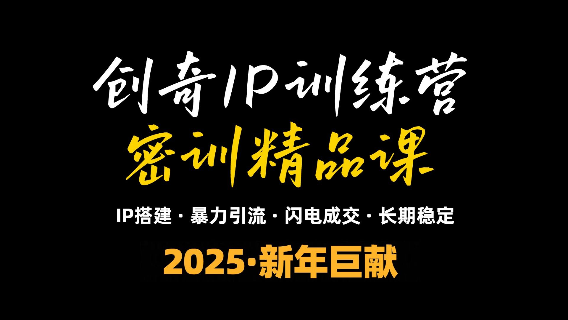 2025年“知识付费IP训练营”小白避坑年赚百万，暴力引流，闪电成交