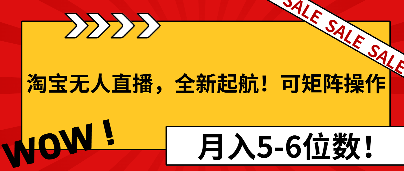 淘宝无人直播，全新起航！可矩阵操作，月入5-6位数！