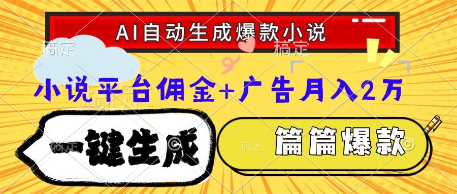 Ai自动生成网文爆款小说，一件生成小说大纲、故事情节，每篇都是爆款，